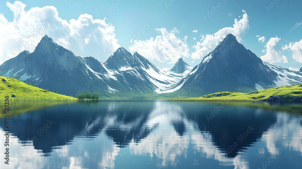 Mountains reflected in the lake Mountains reflected in the lake