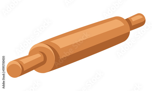 Illustration of rolling pin. Stylized bakery object for cooking recipe and menu.