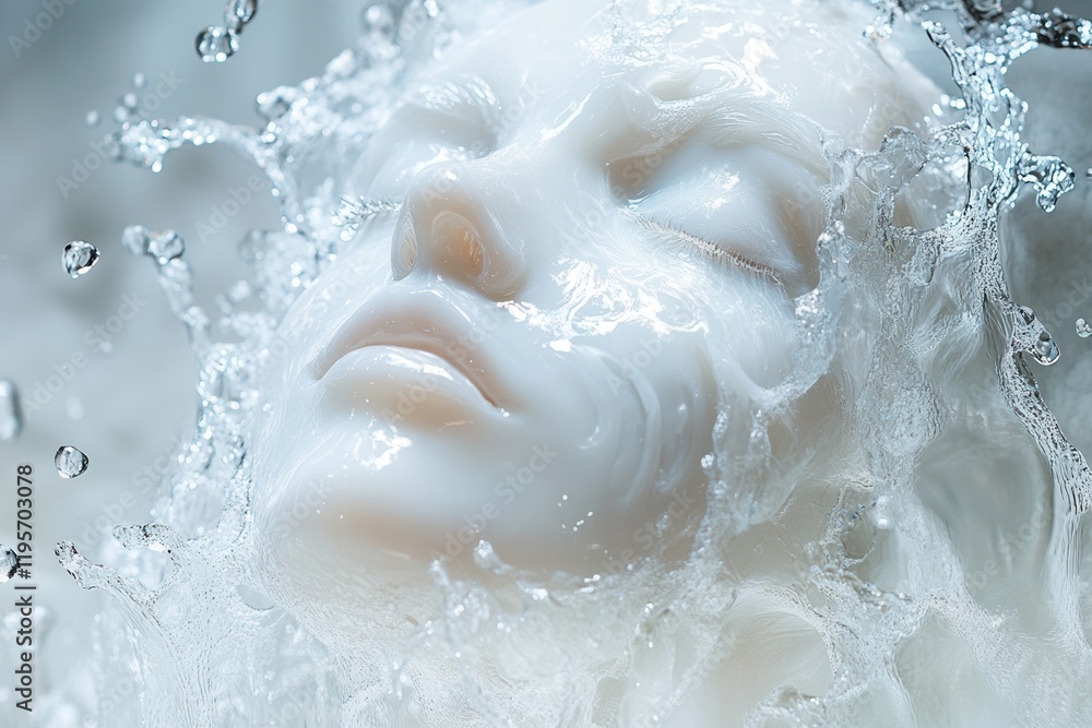 Obraz premium Cosmetic face mask emerging from gentle splashing water