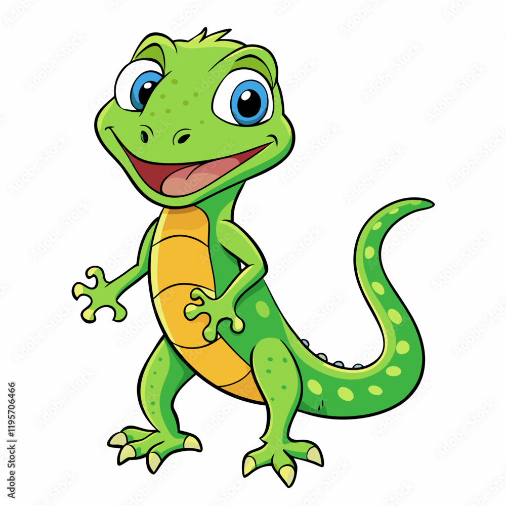 Naklejka premium green chameleon cartoon