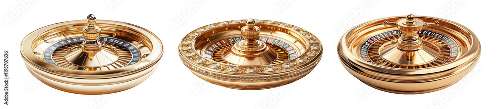 Elegant Roulette Wheels Isolated on Transparent Background Elegant Roulette Wheels Isolated on Transparent Background