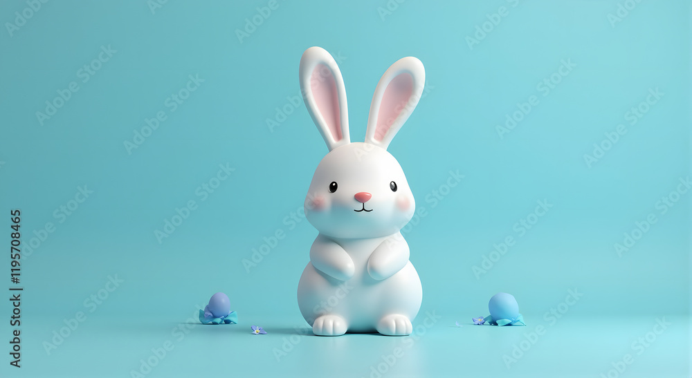 Easter Bunny with Bow and Egg in a Cute Spring Design, Generative Ai