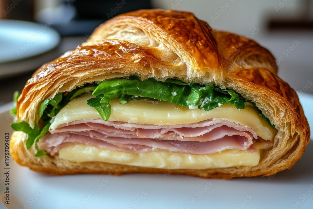 Savory Croissant Sandwich with Ham and Cheese Savory Croissant Sandwich with Ham and Cheese