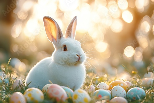 Wallpaper Mural Easter bunny with painted easter eggs Torontodigital.ca