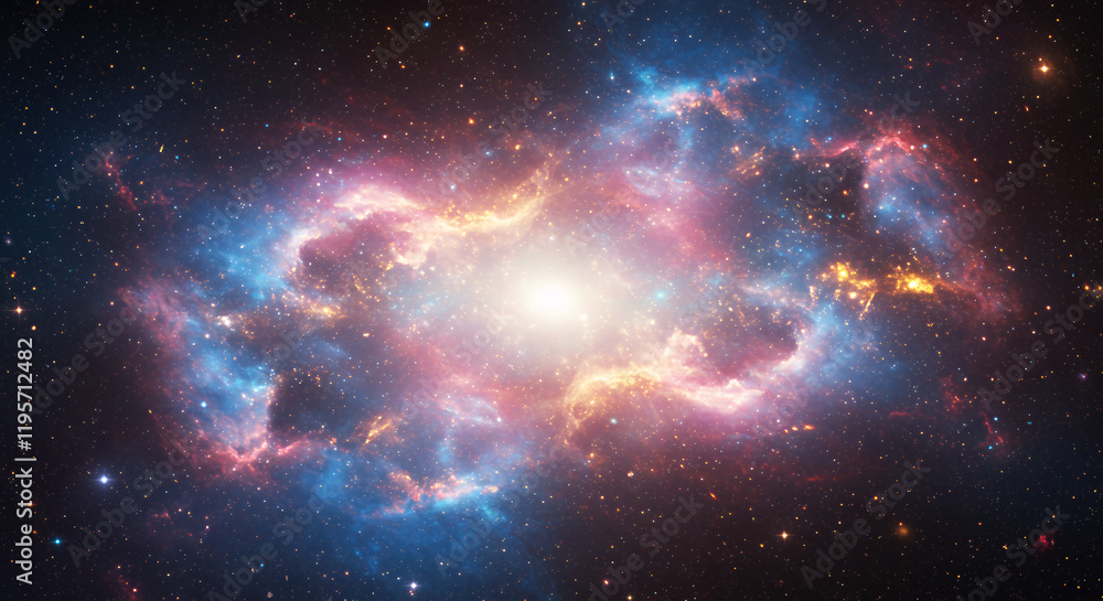 Fototapeta premium Stunning Nebula Space Scene: Cosmic Clouds and Stellar Brilliance