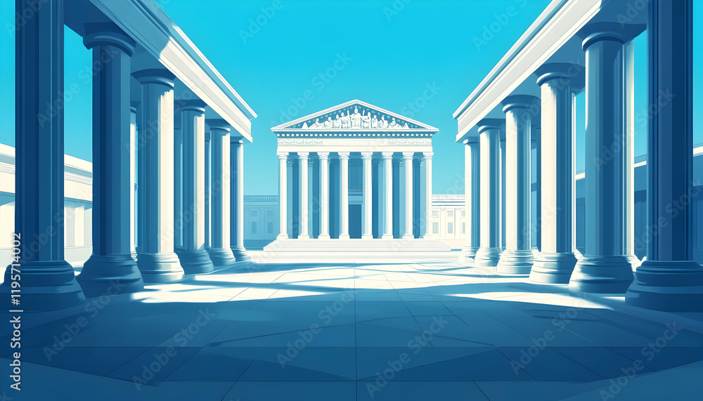 Obraz premium The Pillars of Government: A historic building, such as the White House or the Supreme Court, with columns supporting its facade.