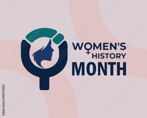 Women's History Month is celebrated in march. Text on the background abstract low poly style. Banner, poster Women s History Month in the red, blue, pink colors for social media.