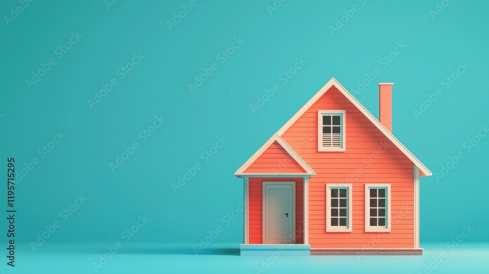 Financing terms for the property loan concept Bright orange house on blue background Financing terms for the property loan concept Bright orange house on blue background