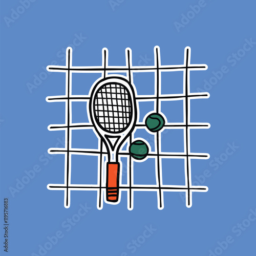 hand drawn cute tennis racket illustration