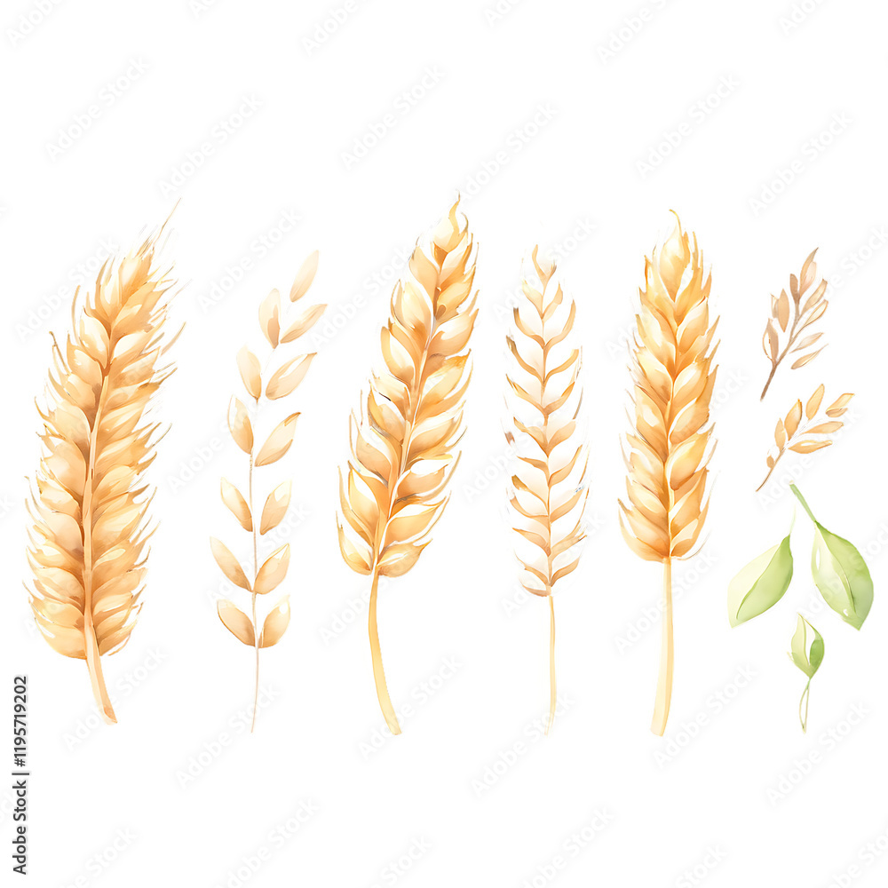 Whole Grains watercolor illustration isolated on transparent. Whole Grains watercolor illustration isolated on transparent.