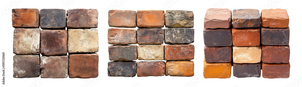 Isolated Collection of Texture Rich Brick Blocks on Transparent Layer Isolated Collection of Texture Rich Brick Blocks on Transparent Layer
