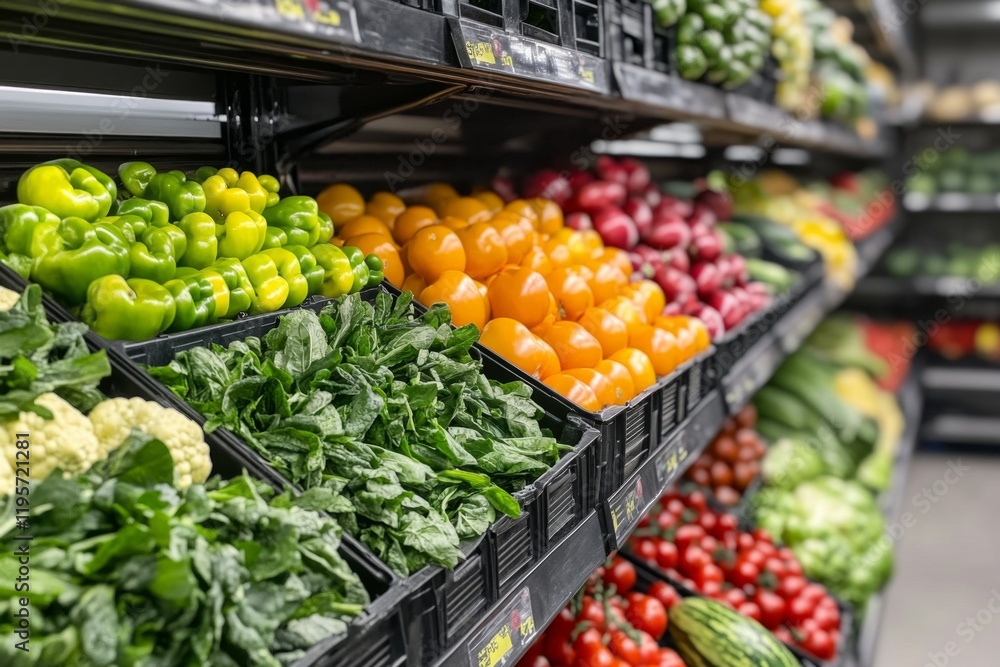 Vibrant Produce Display at the Grocery Store Vibrant Produce Display at the Grocery Store