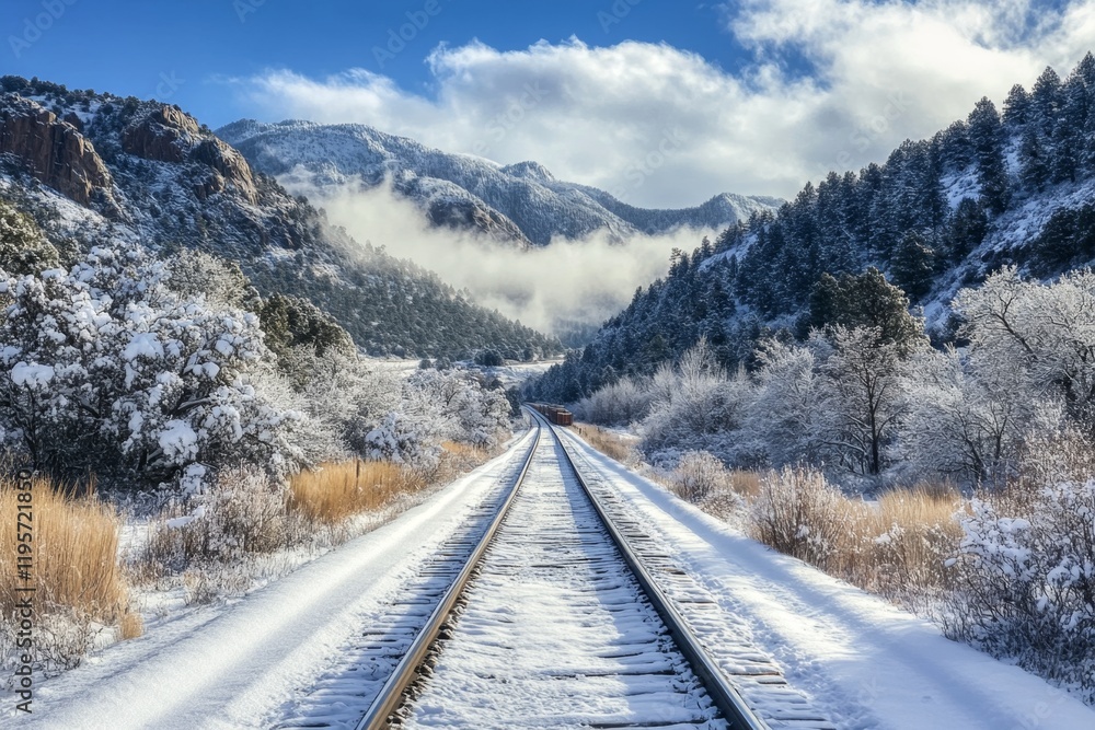 Snowy Mountain Railroad Scenic View Snowy Mountain Railroad Scenic View