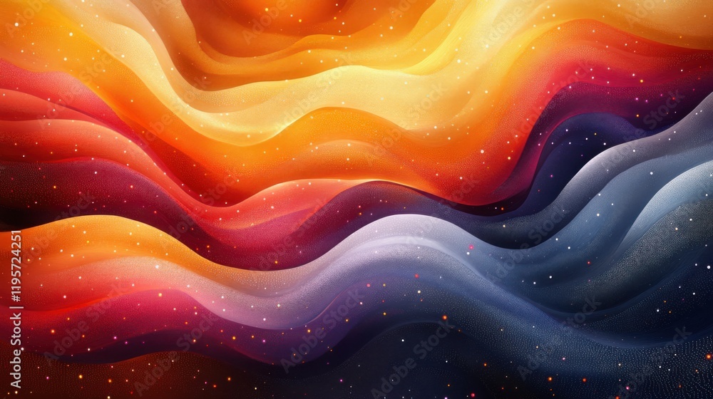 Abstract Waves of Colorful Flowing Patterns in Vibrant Shades of Orange, Red, Yellow, Blue, and Purple Creating a Lively and Dynamic Background for Creative Projects Abstract Waves of Colorful Flowing Patterns in Vibrant Shades of Orange, Red, Yellow, Blue, and Purple Creating a Lively and Dynamic Background for Creative Projects
