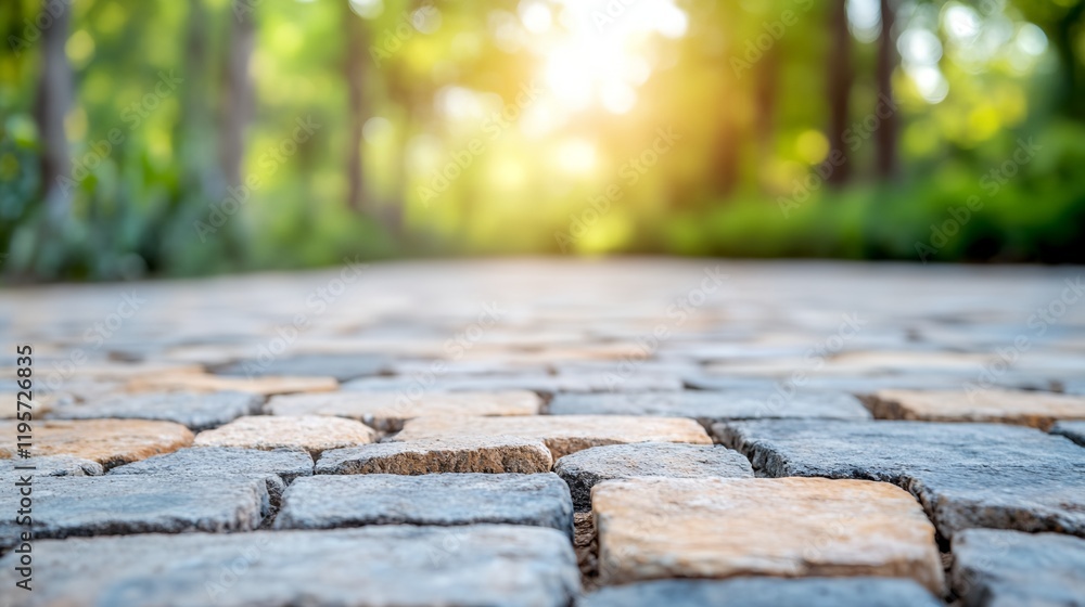 Fototapeta premium Brick walkway with a sun shining on it