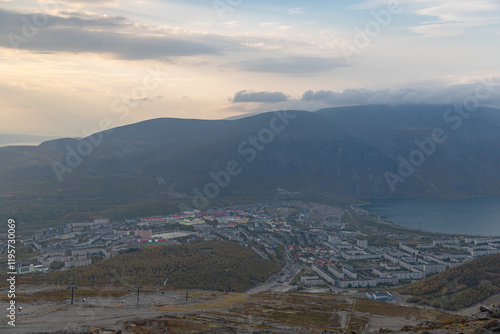 Autumn panorama of Kirovsk. Russia, Murmansk Oblast, Kola Peninsula.