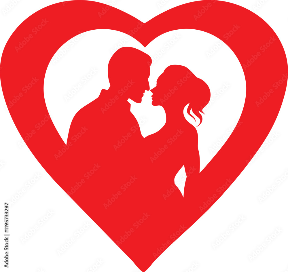 romantic couple silhouette in red valentine’s day vector design romantic couple silhouette in red valentine’s day vector design