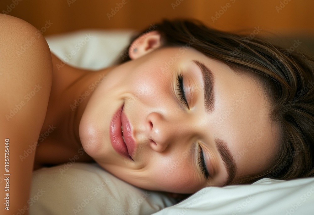 Portrait of a sleeping woman with soft focus and warm lighting Portrait of a sleeping woman with soft focus and warm lighting