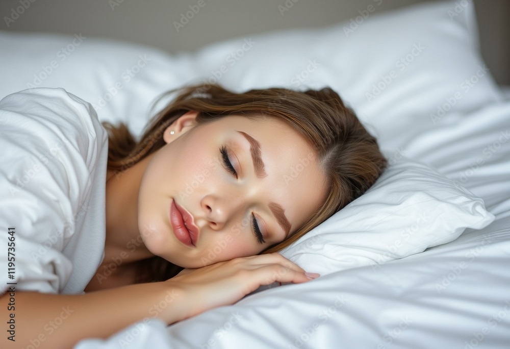 Serene sleeping female portrait with soft focus and shallow depth of field Serene sleeping female portrait with soft focus and shallow depth of field