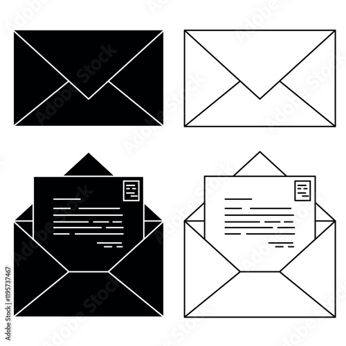 Letter and envelope icon drawing