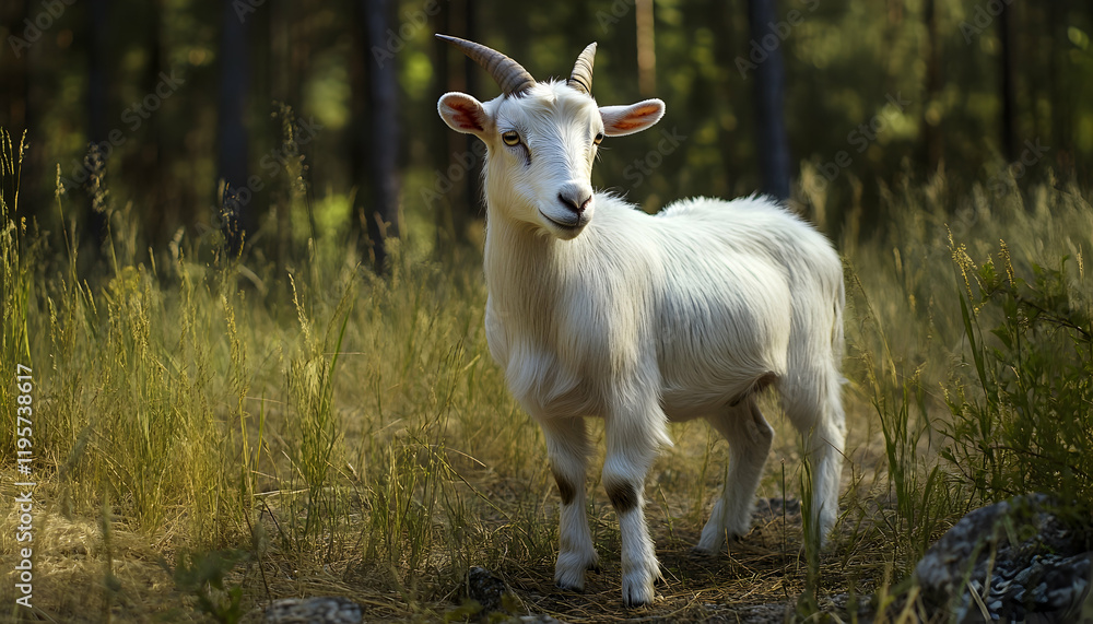 A white goat stands, transparent or white background. A white goat stands, transparent or white background.
