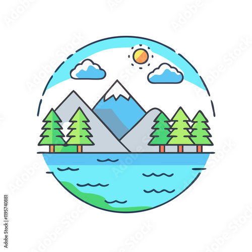 Wallpaper Mural mountain lake vector icon, mountain lake vector illustration-simple illustration of mountain lake, perfect for mountain lake logos and icons and themed design  Torontodigital.ca