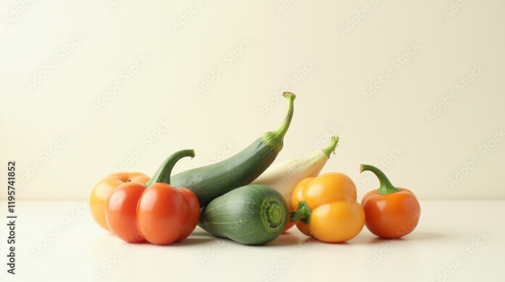 selection of organic vegetables on a clean surface selection of organic vegetables on a clean surface