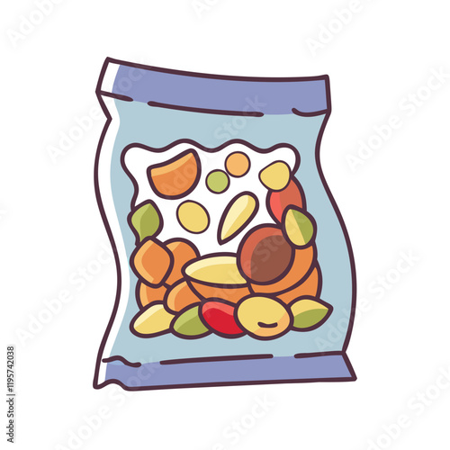 trail mix bag vector icon, trail mix bag vector illustration-simple illustration of trail mix bag, perfect for trail mix bag logos and icons and themed design 
