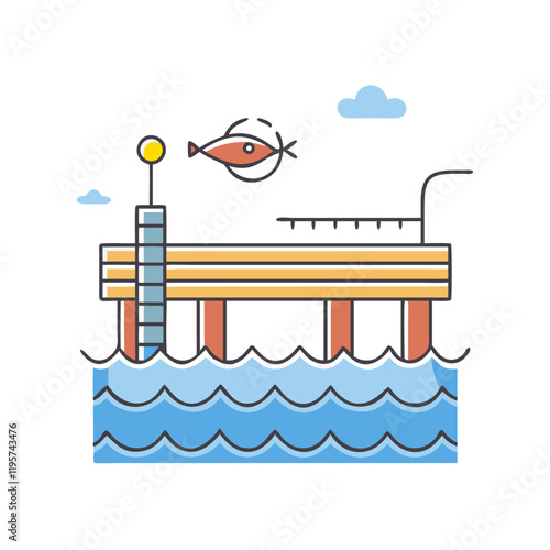 fishing pier vector icon, fishing pier vector illustration-simple illustration of fishing pier, perfect for fishing pier logos and icons and themed design 