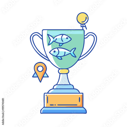 fishing tournament trophy icon, fishing tournament trophy vector,