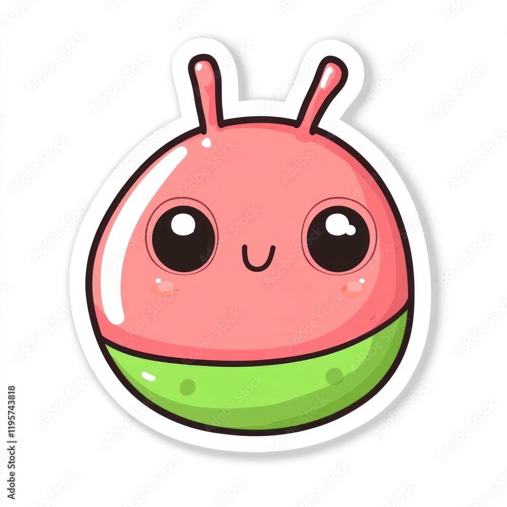 Cute alien sticker design, smiling, vibrant, white background, kids' merchandise Cute alien sticker design, smiling, vibrant, white background, kids' merchandise