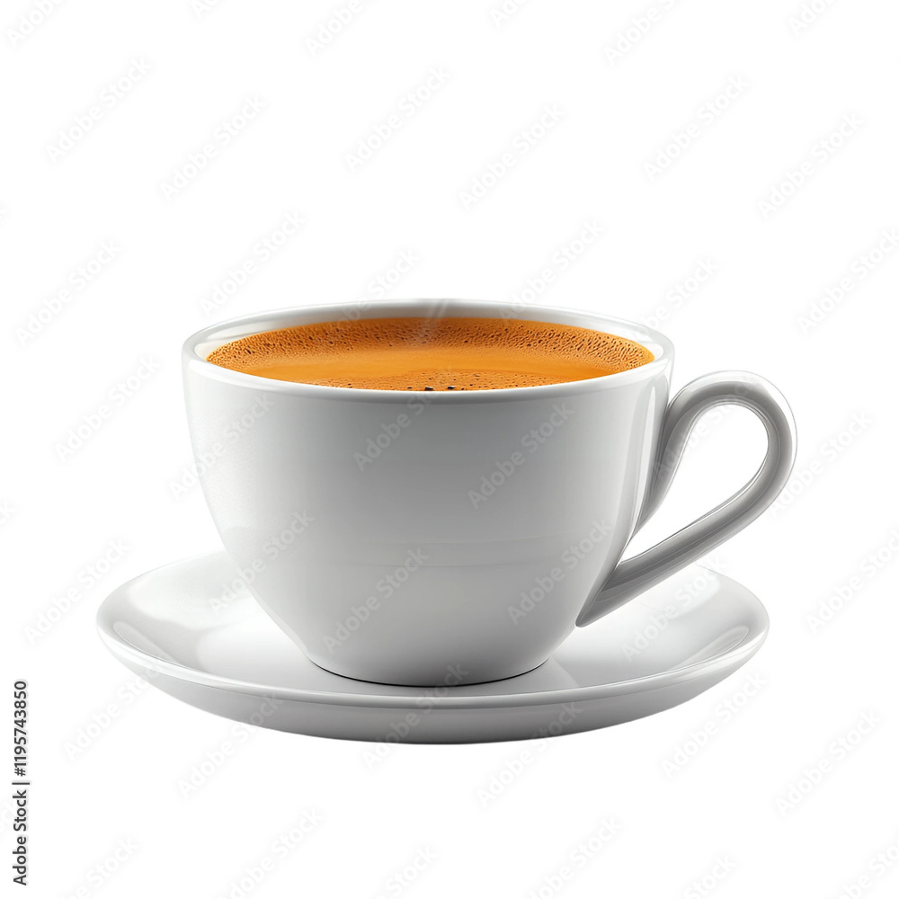 Fototapeta premium Aromatic Coffee Cup Saucer Transparent Background.