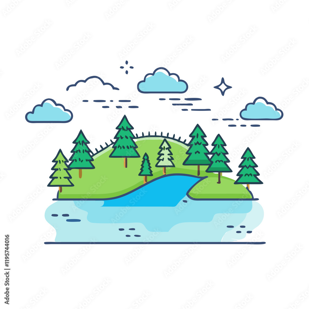 Naklejka premium freshwater lake vector icon, freshwater lake vector illustration-simple illustration of freshwater lake, perfect for freshwater lake logos and icons and themed design 