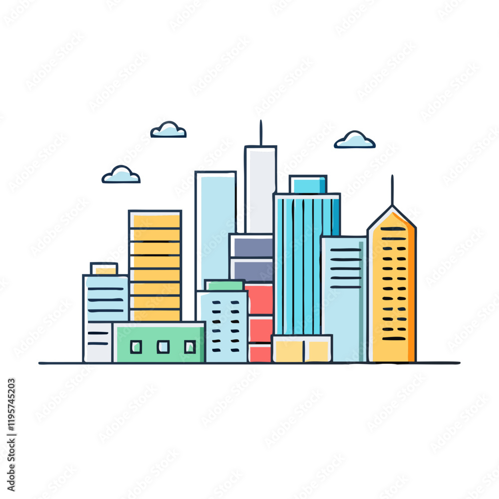 Fototapeta premium city skyline vector icon, city skyline vector illustration-simple illustration of city skyline, perfect for city skyline logos and icons and themed design