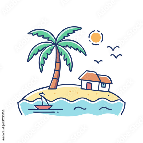 island getaway vector icon, island getaway vector illustration-simple illustration of island getaway, perfect for island getaway logos and icons and themed design 