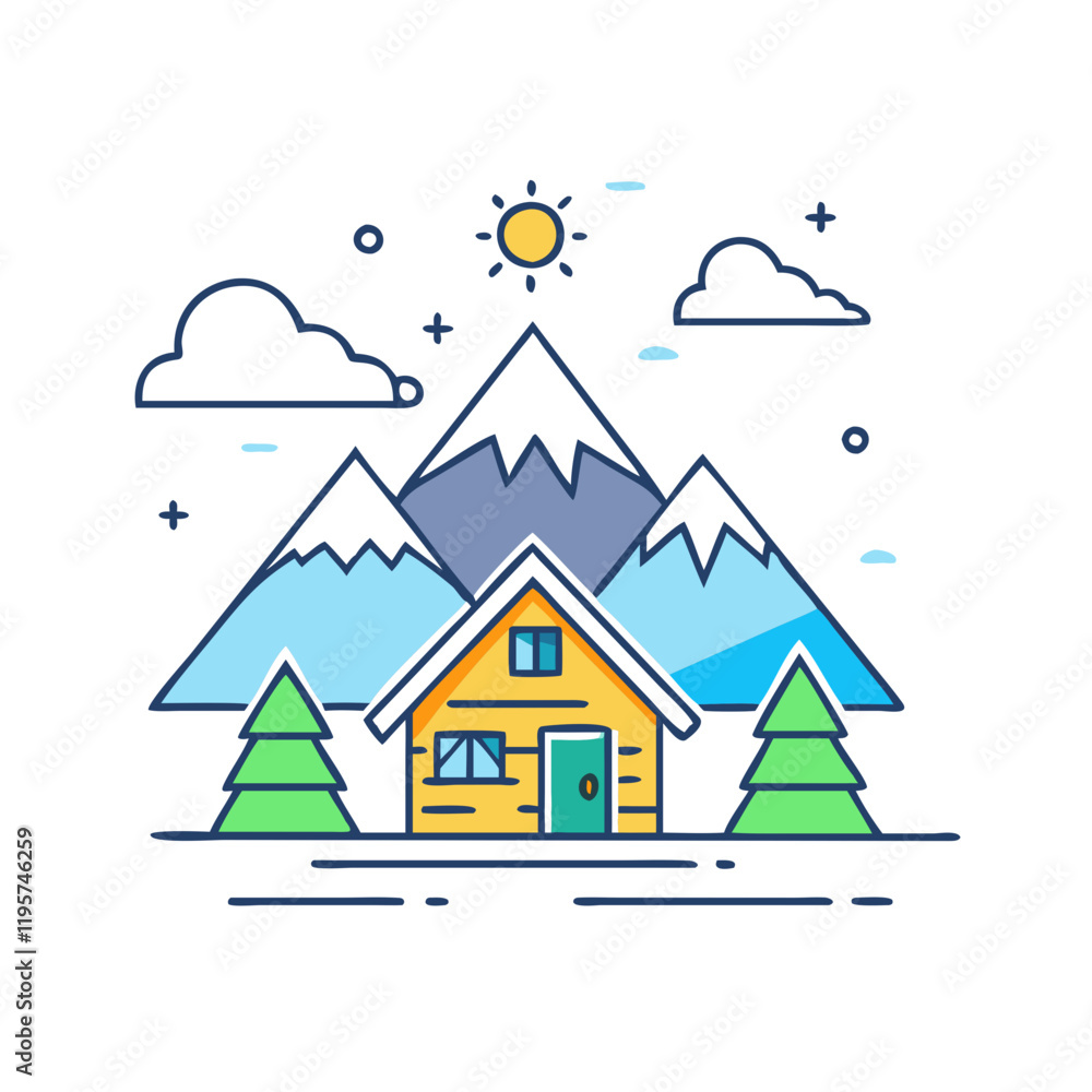 Fototapeta premium mountain cabin vector icon, mountain cabin vector illustration-simple illustration of mountain cabin, perfect for mountain cabin logos and icons and themed design 