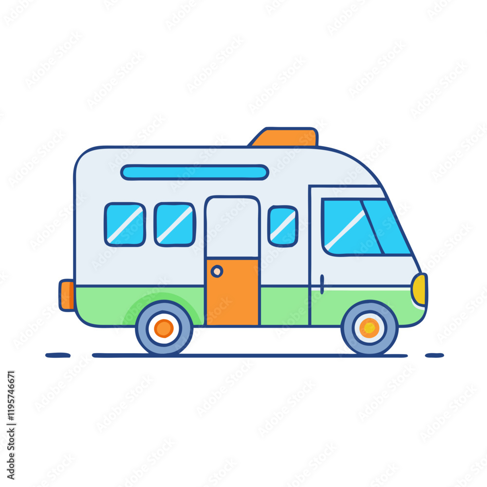 rv camper vector icon, rv camper vector illustration-simple illustration of rv camper, perfect for rv camper logos and icons and themed design 