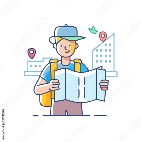 tourist with a map vector icon, tourist with a map vector illustration-simple illustration of tourist with a map, perfect for tourist with a map logos and icons and themed design  photo