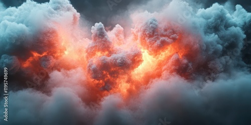 Wallpaper Mural Explosive clouds illuminated by vibrant orange and red hues envelop the sky in a dramatic display of natural power. Generative AI Torontodigital.ca