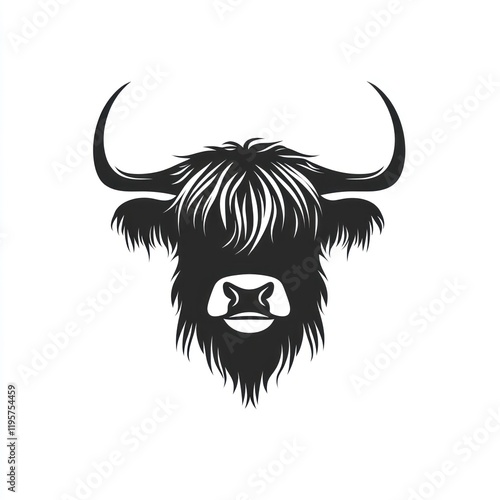 Highland Cow Head Graphic Design photo