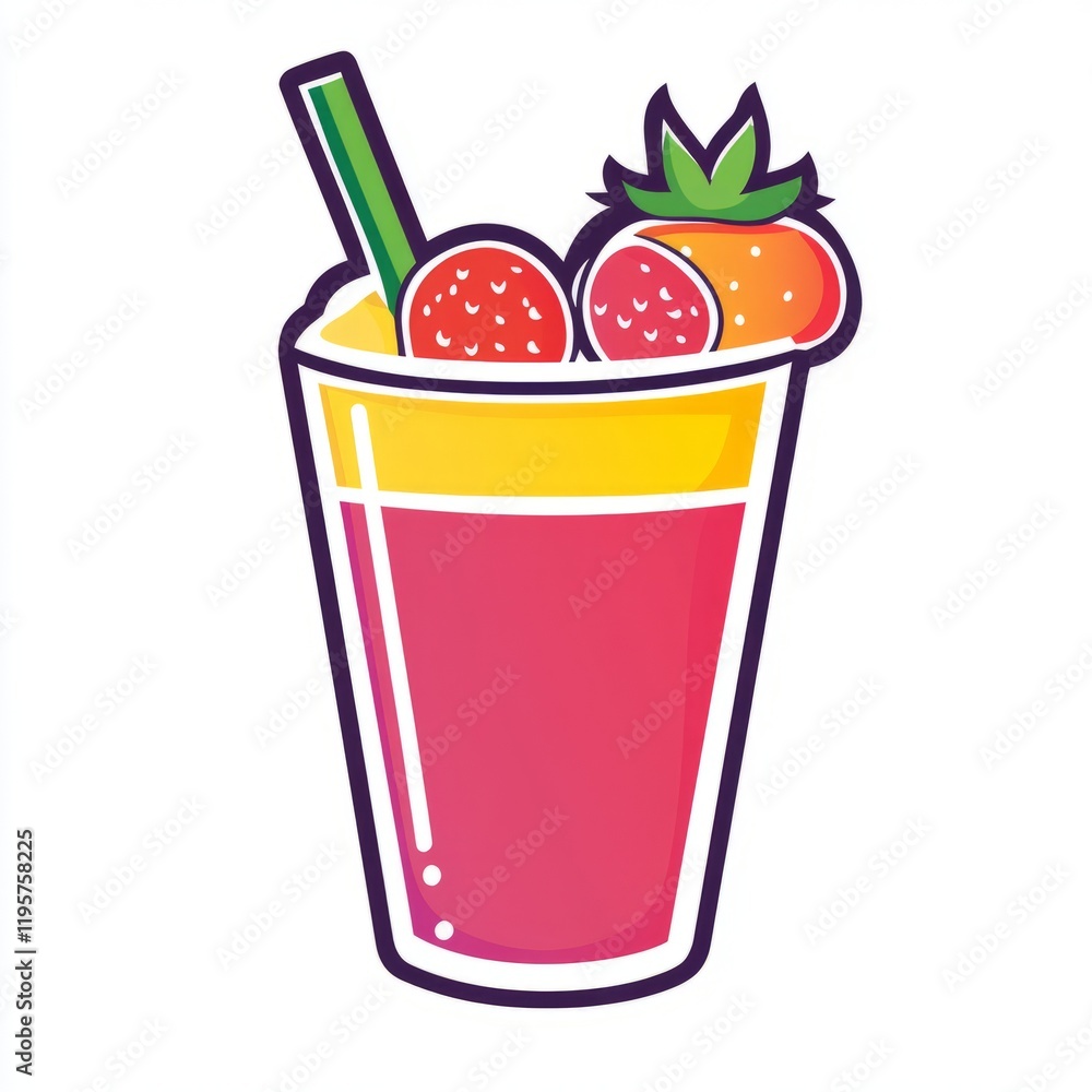 Refreshing fruit smoothie in a plastic cup with a straw. Refreshing fruit smoothie in a plastic cup with a straw.
