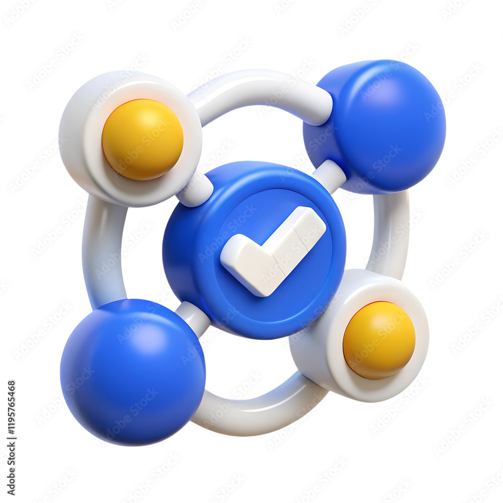 3D Icon A Connection Completed - Networking, Success 3D Icon A Connection Completed - Networking, Success