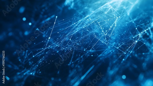 Abstract Blue Network Digital Connections Lines Points Modern Technology Background Futuristic Design Elegant Web Structure Graphic Illustration Deep 