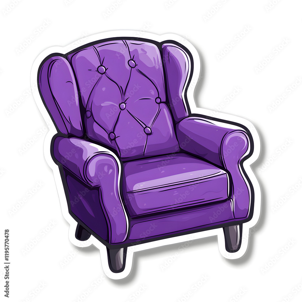 Purple Chair Sticker Vector Art on White Background Purple Chair Sticker Vector Art on White Background