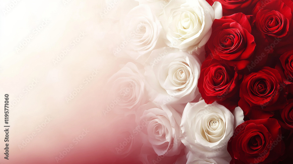 Vibrant red and white roses beautifully arranged for romantic occasions Vibrant red and white roses beautifully arranged for romantic occasions
