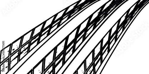 tire tracks in perspective view. Vector illustration isolated on white background