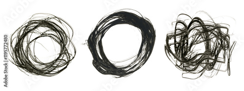 Art Ink Black brushstroke painting smear ink watercolor blot. Abstract circle line stain on white background.