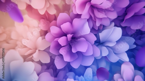 A dynamic explosion of colorful flowers, petals flying in all directions, surrounded by glowing light 