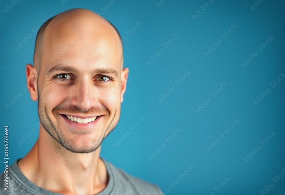 Fototapeta premium Bald man with a warm smile and confident gaze