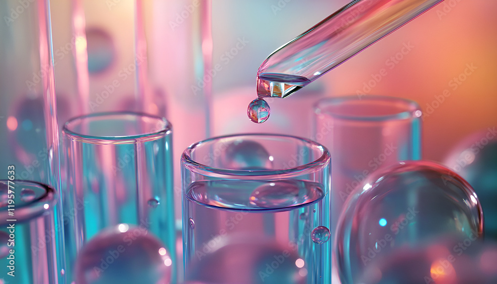 Pipette Dropping A Sample Into A Test Tube - Closeup Pipette Dropping A Sample Into A Test Tube - Closeup